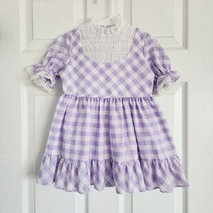 Vintage Polly Flinders Purple Plaid Girls Dress‎